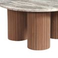 Ashford Coffee Table - Round - Fluted - Pale Taupe - Marble Top and Mango Wood
