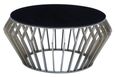 Ackley Coffee Table - Black Glass Round with Chrome Base