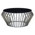 Ackley Coffee Table - Black Glass Round with Chrome Base
