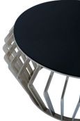 Ackley Coffee Table - Black Glass Round with Chrome Base
