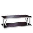 Ackley Coffee Table - Black Glass - Silver Legs