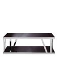 Ackley Coffee Table - Black Glass - Silver Legs