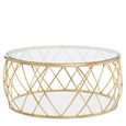 Ackley Coffee Table - Round - Clear Glass - Gold Legs