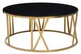 Alana Coffee Table - Black Glass Round with Gold Base