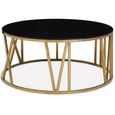 Alana Coffee Table - Black Glass Round with Gold Base