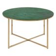 Alisma Coffee Table - Round - Green Marble and Gold Metal