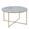 Alisma White Marble Effect Round Coffee Table with Gold Legs