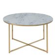 Alisma White Marble Effect Round Coffee Table with Gold Legs