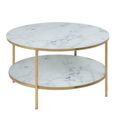 Alisma White Marble Effect Round Coffee Table with Shelf