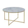 Alisma Coffee Table - Round - White Marble Effect and Gold