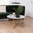 Alisma Coffee Table - Round - White Marble Effect and Gold