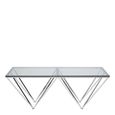Allure Coffee Table - Clear Glass - Chrome Triangular Base