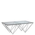 Allure Coffee Table - Clear Glass - Chrome Triangular Base