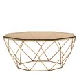 Allure Coffee Table - Octagonal - Clear Glass - Brushed Bronze Base