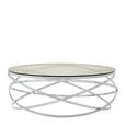 Allure Coffee Table - Round - Clear Glass - Silver Swirl Base