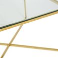 Allure Coffee Table - Square - Clear Glass - Gold Cross Base