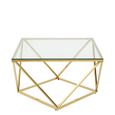 Allure Coffee Table - Square - Clear Glass - Gold Twisted Base