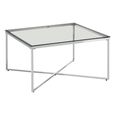 Allure Coffee Table - Square - Clear Glass - Silver Cross Base