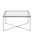 Allure Coffee Table - Square - Clear Glass - Silver Cross Base