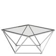 Allure Coffee Table - Square - Clear Glass - Silver Twisted Base