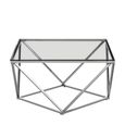 Allure Coffee Table - Square - Clear Glass - Silver Twisted Base