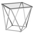Allure Coffee Table - Square Small - Clear Glass - Silver Twisted Base