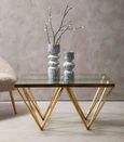 Allure Coffee Table - Glass - Gold Spike Base