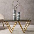 Allure Coffee Table - Glass - Gold Spike Base
