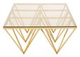 Allure Coffee Table - Glass - Gold Spike Triangle Base