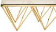 Allure Coffee Table - Glass - Gold Spike Triangle Base