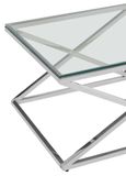 Allure Coffee Table - Glass - Silver Inverted Prism Base