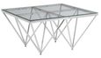 Allure Coffee Table - Glass - Silver Spike Base