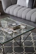 Allure Coffee Table - Glass - Silver Spike Base