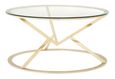 Allure Coffee Table - Round - Glass - Champagne Gold Corseted Base