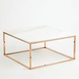 Allure Coffee Table - Square - White Marble - Rose Gold Base