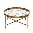 Coffee Table - Round Tray - Antique Gold Metal