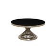 Anzio Coffee Table - Black Glass Round with Geometric Base