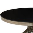 Anzio Coffee Table - Black Glass Round with Geometric Base