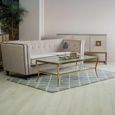 Arezzo Coffee Table - Clear Glass with Gold Metal Base - with Shelf