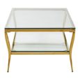 Arezzo Coffee Table - Clear Glass with Gold Metal Base - with Shelf