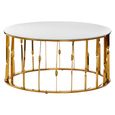 Arezzo Coffee Table - Oval - White Glass and Gold Metal