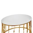 Arezzo Coffee Table - Oval - White Glass and Gold Metal