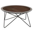Artisan Coffee Table - Round - Brown Acacia Wood - with Metal Hairpin Legs