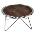 Artisan Coffee Table - Round - Brown Acacia Wood - with Metal Hairpin Legs