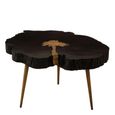 Asamra Coffee Table - Black Acacia Wood Log with Gold Legs