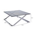 Axel Coffee Table - Square - Grey Smoke Glass and Metal
