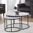 Bellini Nest of Coffee Tables - Set of 2 - Round - White Marble Effect