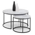 Bellini Nest of Coffee Tables - Set of 2 - Round - White Marble Effect