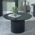 Bern Fluted Black Round Coffee Table with Drum Base