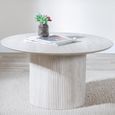 Bern Round Coffee Table - White Washed Oak - Fluted - Drum Base